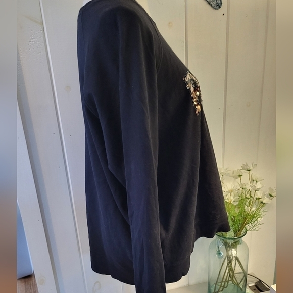 Torrid Gold Sequin & Black Party Sweatshirt Size 16 - Picture 3 of 11